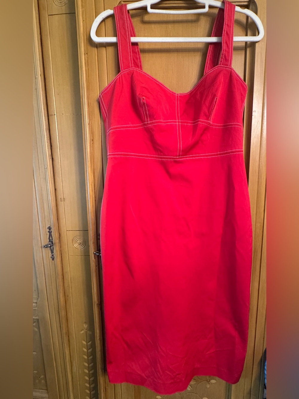J.Crew Red Contrast Stitch Sheath Dress Size 10 NWOT Y2K
